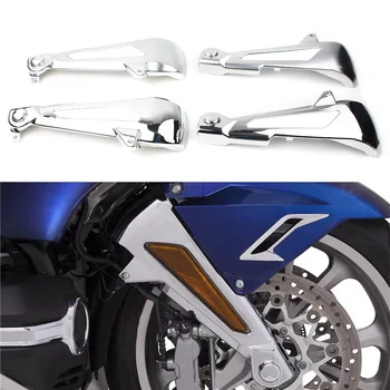 1 Пара Хромированных ABS Деталей Передней Амортизирующей Декоративной Крышки Мотоцикла Для Honda Gold Wing GL1800 2018 2019 2020 2021