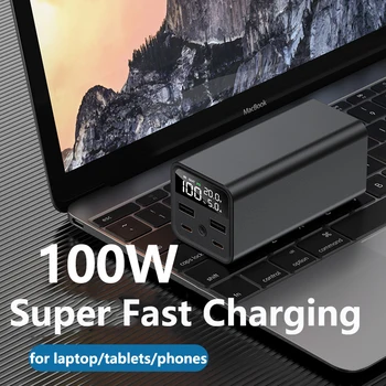 100 Вт Сверхбыстрая зарядка Power Bank 20000 мАч для ноутбука Notebook Powerbank со светодиодной подсветкой для iPhone iPad Xiaomi Samsung Huawei