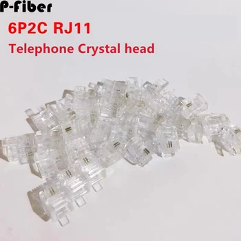 100шт 1000шт Телефонная кристаллическая головка 2-жильный 6p2c RJ11 голосовой провод кристаллический разъем 2 ядра