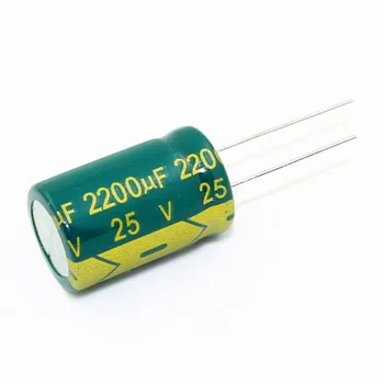 100ШТ 2200 мкФ 25 В 25V2200 мкФ Алюминиевый электролитический конденсатор высокой частоты 13X20 мм