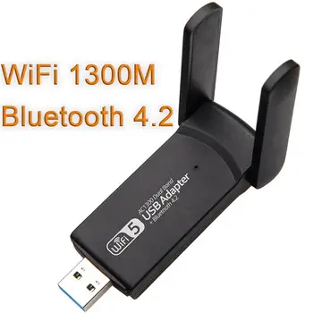 1300 Мбит/с USB 3,0 WiFi Bluetooth Адаптер 2в1 Двухдиапазонная сетевая карта WiFi 5G/2,4 ГГц 802.11ac для настольного ноутбука