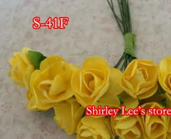 144 пучка = 1728 шт. крошечные бумажные розы желтого цвета, принадлежности для рукоделия, для скрапбукинга, изготовления открыток (бесплатная доставка EMS)