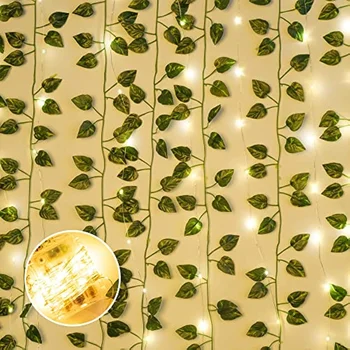 157 Футов 24 шт. Искусственная Зелень Поддельные Виноградные листья с 200 светодиодными гирляндами из зеленой Гирлянды Поддельные зеленые листья Подвесного растения