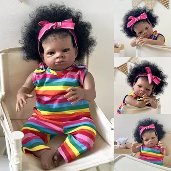 20-дюймовое Мягкое тело Lanny С темно-коричневой кожей Reborn Baby Doll Art Made 3D Skin Реалистичная детская коллекционная кукла