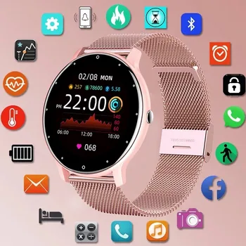 2022 Новые Женские смарт-часы, Женский Водонепроницаемый фитнес-трекер Для телефона Xiaomi Huawei, Музыка для здоровья, умные часы с сердечным ритмом, Женские