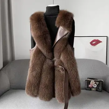 2023 Меховое пальто Осень Зима, Женский жилет, толстый теплый кардиган из искусственного меха без рукавов, куртка, Корейское модное горячее пальто