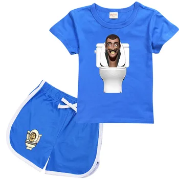 2023 Новая игровая футболка Skibidi Toilet Merch, Детская футболка с коротким рукавом, Шорты, Комплекты из двух предметов Для мальчиков-подростков, Спортивный костюм Для девочек