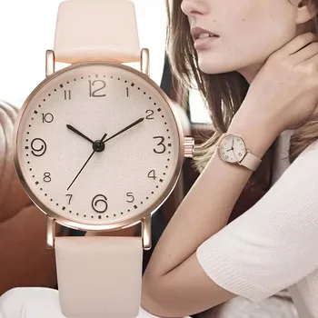 2023 Новые горячие повседневные простые цифровые женские кварцевые кожаные часы, модный и изысканный подарок для подруги