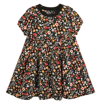 2023 Платье с принтом для девочек, Летняя детская новая одежда, Детские Элегантные платья с цветочным рисунком, #7389