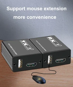 30 М USB HDMI Удлинитель 1080p ПК к ТВ Передатчик Приемник по кабелю Cat6 Cat7 RJ45 Ethernet Аудио видео конвертер Не требуется питание
