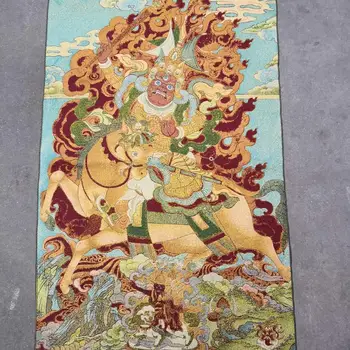 36-дюймовый Тибетский буддизм Шелковая вышивка Защита Дхармы украшение дома Настенная живопись Тханка