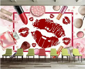 3d обои на стену, настенная роспись на заказ, Косметика для красных губ, Салон красоты, Маникюрный салон, спальня, домашний декор, фотообои для стен в рулонах