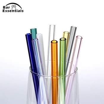 4 шт. специальные тонкие изогнутые стеклянные соломинки для питья с прямым изгибом Многоразовые экологически чистые с чистящей щеткой