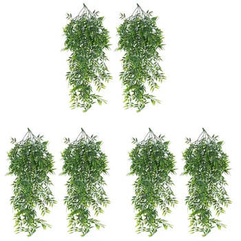 6 Упаковок Подвесных искусственных растений Бамбук Искусственные подвесные листья Бамбука Плакучее Поникшее растение для внутренней Наружной стены Дома