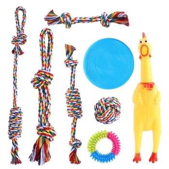 8 шт. Набор игрушек для жевания веревки для собак, многоцветный Интерактивный Забавный Креативный Щенок, игрушка для чистки зубов на открытом воздухе для дрессировки, игрушка