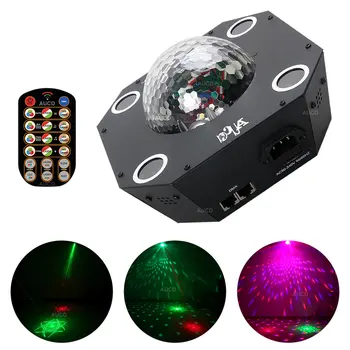 AUCD UFO Remote 4 Eyes 30 Big Gobos RGRG Проектор Лазерные Фонари RGBW LED Диско-Шар DMX Луч DJ Party Show Сценическое Освещение WQ35
