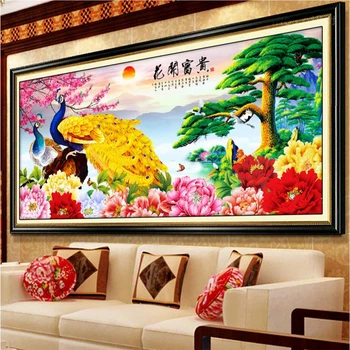 beibehang Изготовленная на заказ китайская фреска с павлином и пионом 