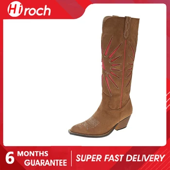 HiRoch/ Новые дизайнерские пикантные женские ботинки в готическом стиле на среднем каблуке, Повседневная обувь 