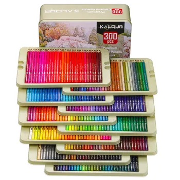 KALOUR Новый Набор Карандашей 300 цветов, Профессиональная Железная коробка, Цветной Художественный Набор для Рисования Граффити, Масляный цветной набор для рисования Карандашом
