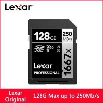 Lexar SD-карта 128 ГБ 64 ГБ 256 ГБ Class 10 U3 4K V60 Карта памяти 64 128 ГБ Макс 250 МБ Флэш-карта SD Memory Carte для Камеры SD1667X
