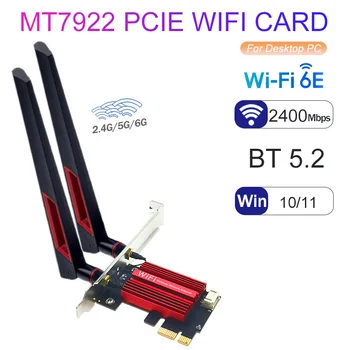 MT7922 WiFi 6E PCIE карта BT5.2 Беспроводной адаптер Wi-Fi 6E Трехдиапазонная pci-e карта 2,4/5/6G 2400 Мб 802.11AX для дропшиппинга