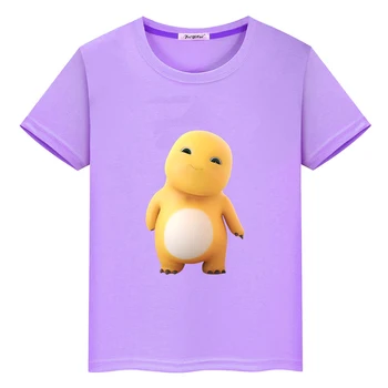 Naloong/ желтая футболка Dinasour для мальчиков и девочек, летняя футболка из 100% хлопка, футболки высокого качества, удобная детская футболка, Кавайный топ