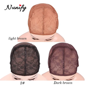 Nunify Высококачественная шапочка для парика, для изготовления париков, ремешки, дышащая сетка, плетение, регулируемая шапочка, 4 цвета, черный, темно-коричневый
