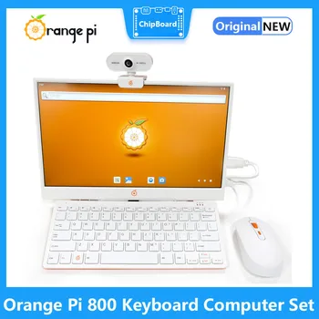 Orange Pi 800 Клавиатура Компьютерный Набор + Мышь + 14-дюймовый Экран Камера 4 ГБ оперативной ПАМЯТИ 64 ГБ EMMC Мини-ПК Wifi5.0 Портативный Персональный Компьютер