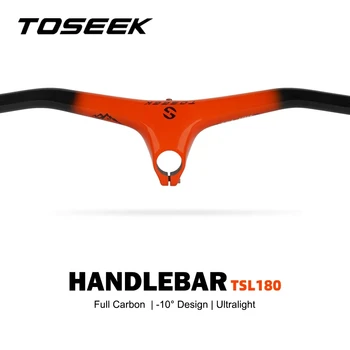 TOSEEK TSL180 Велосипедный Горный Руль из углеродного волокна MTB, Интегрированный Руль и шток -10 Градусов Для вилки 28,6 мм (1-1/ 8 