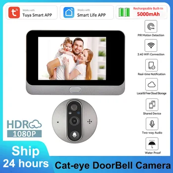 Tuya Smart WiFi Дверной Глазок Камера 1080P HD Видео Дверной Звонок PIR Обнаружение 166 ° Объектив Широкоугольный Инфракрасный Дверной звонок 