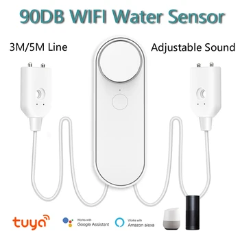Tuya Wifi Детектор воды Датчик утечки Сигнализация Детектор утечки 90 дБ Звук Приложение Tuya Smart Smart Life Оповещение о наводнении Защита от Переполнения