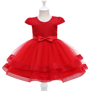 Vestido/ Красные Вечерние платья для маленьких девочек; Платье Принцессы для Причастия; Праздничная одежда для Крещения детей на День Рождения