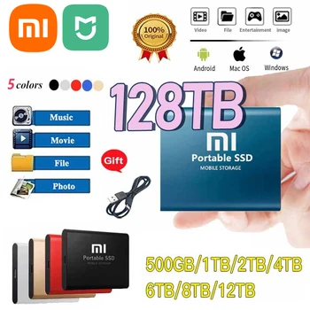 Xiaomi MIJIA SSD 128 ТБ Портативный Внешний USB 3,1 Type-C SSD Внешний жесткий диск Флэш-накопитель 8 ТБ 128 ТБ Жесткие диски для Ноутбуков/ПК