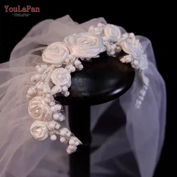 YouLaPan VS323 Фата с кружевом и металлическим гребнем, Жемчугом, Элегантная Свадебная фата с цветами для Свадебной вечеринки для девочек