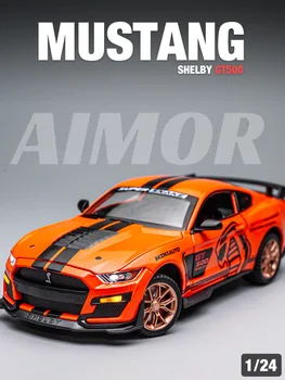 Автомобиль AIMOR Mustang GT500 1:24 Откидывается назад и может бегать, Имитирует Настоящий Сплав, модель детской игрушки Для Мальчиков, Подарочная Коллекция, Украшения, Подарки
