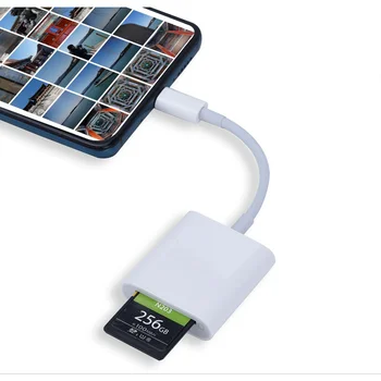 Адаптер для чтения карт памяти USB C TF SD 2 в 1 для iPhone 13 12 11 Pro 3.0 OTG Card Reader Для передачи фотографий с камеры на телефон Разветвитель
