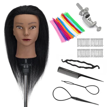 Африканские головы-манекены со 100% Натуральными волосами и Регулируемой Подставкой для Заплетения волос, Тренировочная кукольная Голова для Парика Tete A Coiffer