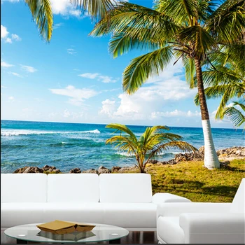 бейбехан Тропическая пальма приморский пейзаж фрески гостиная спальня современный сад 3d обои на заказ фон papel de parede