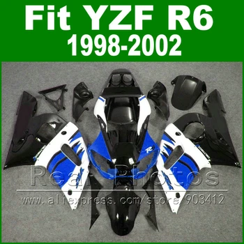 Бесплатные изготовленные на заказ пластиковые детали для YAMAHA R6 комплекты обтекателей 1998 1999 2000 2001 2002 черный синий YZF R6 fairings98 -02 кузов