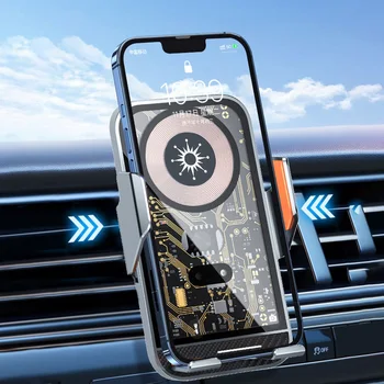 Беспроводное Автомобильное зарядное устройство Подставка для телефона Прозрачный Автомобильный держатель для телефона для iPhone 14 13 12 11 Samsung Станция быстрой зарядки