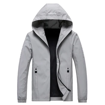 Весенне-осенняя повседневная однотонная куртка с принтом, мужское пальто, Новый продукт, съемная мужская куртка с капюшоном, топ M-5XL