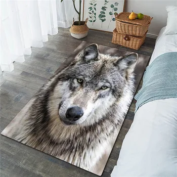 Волчий коврик с 3D принтом, нескользящий коврик для столовой, гостиной, Мягкий ковер для спальни 01