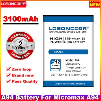 Высококачественный аккумулятор LOSONCOER 3100mAh A94 для Micromax A94 + номер для отслеживания