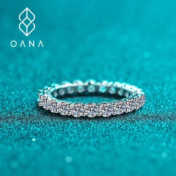 Женские ювелирные изделия из стерлингового серебра 925 Пробы OANA Pt950, позолоченное рядное кольцо, кольцо с муассанитом Полного круга