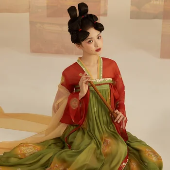 Женское традиционное китайское вышитое платье для танцев в стиле Феи Династии Тан, одежда для выступлений на сцене, Косплей, платья Hanfu, костюм