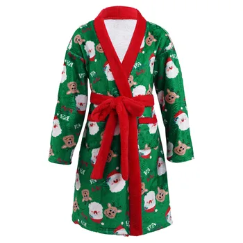 Зимние Рождественские пижамы для девочек и мальчиков 2021 года, Детские Банные Халаты, Ночная рубашка с принтом Санта-Клауса и Лося, Одежда для сна, Халат от 4 до 14 лет