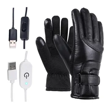 Зимние теплые перчатки с электрическим подогревом, ветрозащитные перчатки для велоспорта, верховой езды, катания на лыжах, перчатки с подогревом, питание от USB для мужчин и женщин