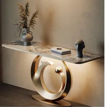 Каменная панель из нержавеющей стали, столик на веранде у стены, дизайнерский декоративный прилавок с видом с торца
