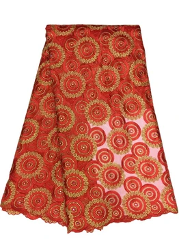 Классическая новая вышитая африканская кружевная ткань красного цвета, швейцарская вуаль, высококачественный французский чистый гипюр с камнями для шитья на свадьбу