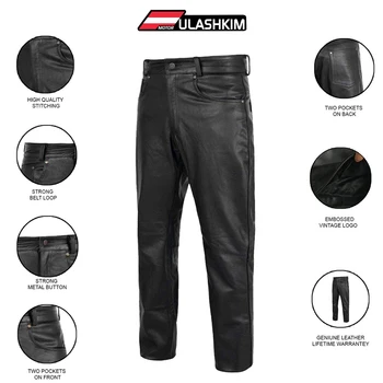 Кожаные Мотоциклетные брюки для байкеров, спортивные Штаны из натуральной воловьей кожи для мужчин, черные Брюки из 100% натуральной кожи